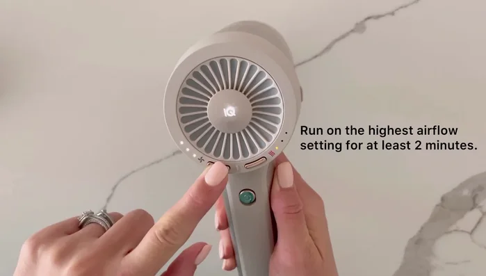 Final drying: After 24 hours, plug in the unit and run it on the highest airflow setting for at least two minutes to remove remaining moisture.