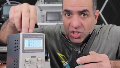 Connect to a 10V power supply, increasing voltage as needed (3V worked well in this example).