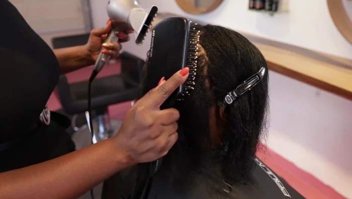 Blow Drying: Blow dry using a paddle brush to minimize tension.