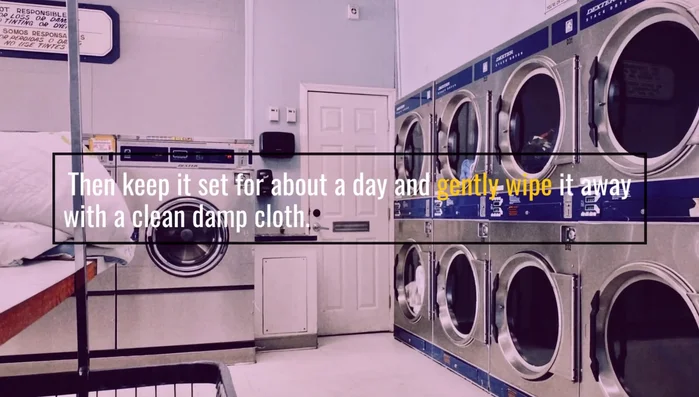 Gently wipe away with a clean, damp cloth.