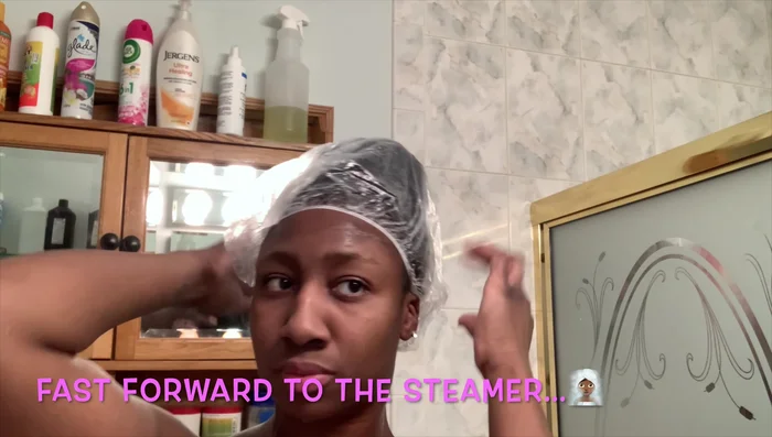 Reapply shower cap to maintain moisture while doing other tasks.