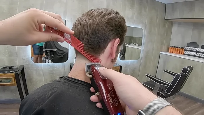 Square off the sides and use the comb to thin them out. Blend the sideburns into the facial hair if necessary.