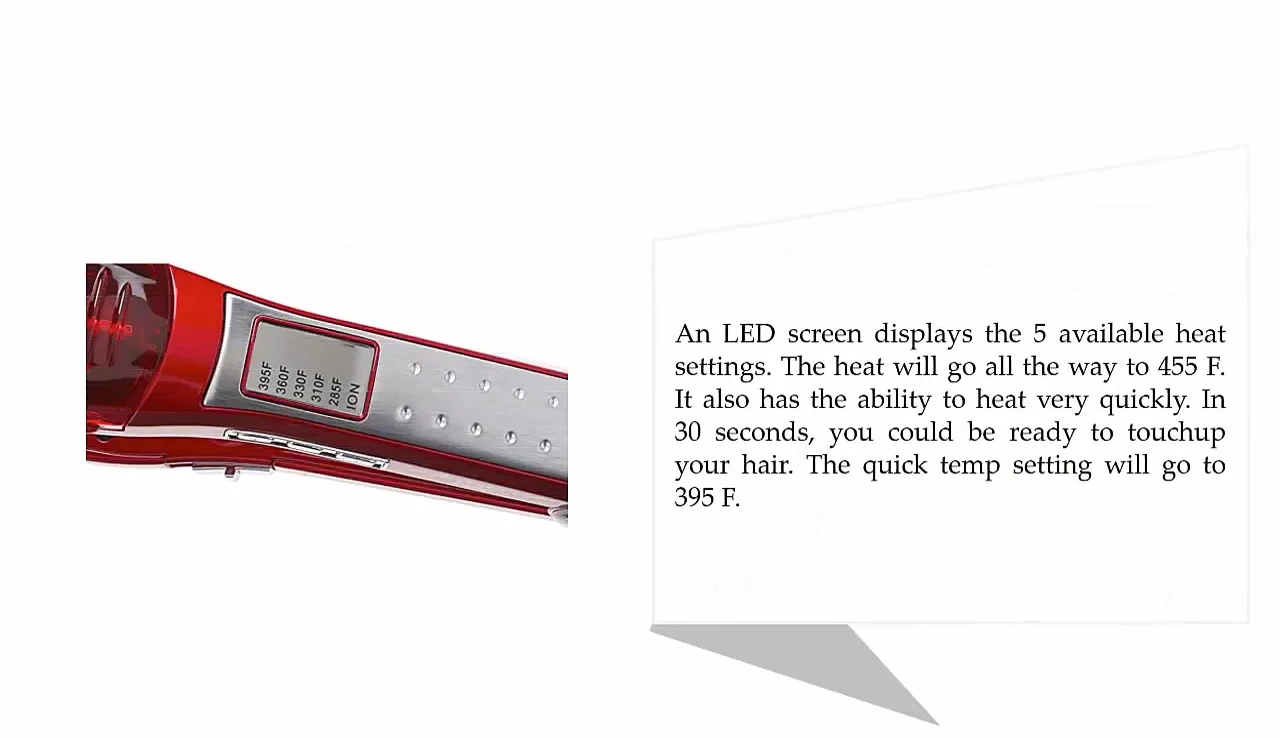 Infiniti Pro's LED screen and heat settings