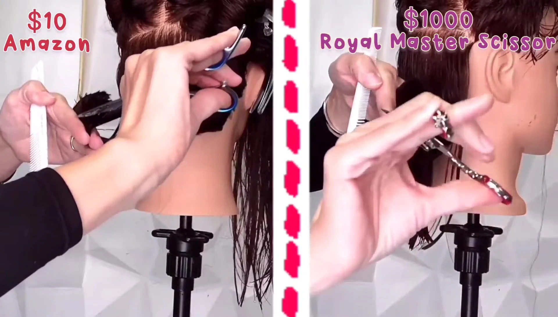 Wet hair cut comparison: $10 vs $1000 scissors