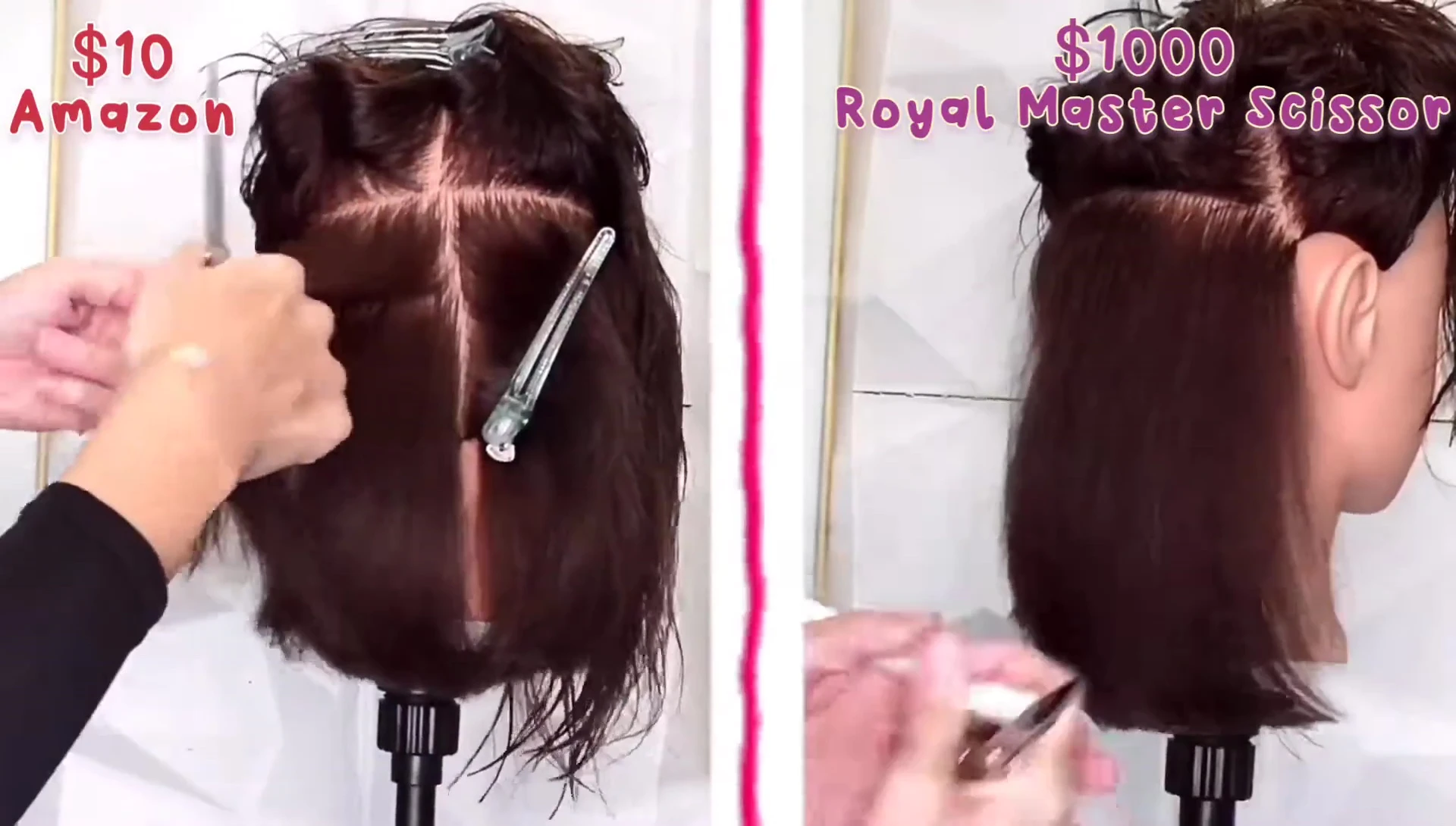 Dry cut test: $10 vs $1000 scissors.