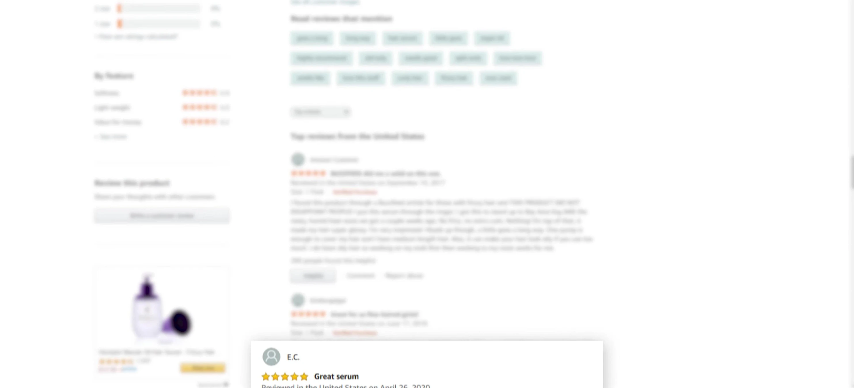 Positive user reviews of Her Styler Hair Repair Serum