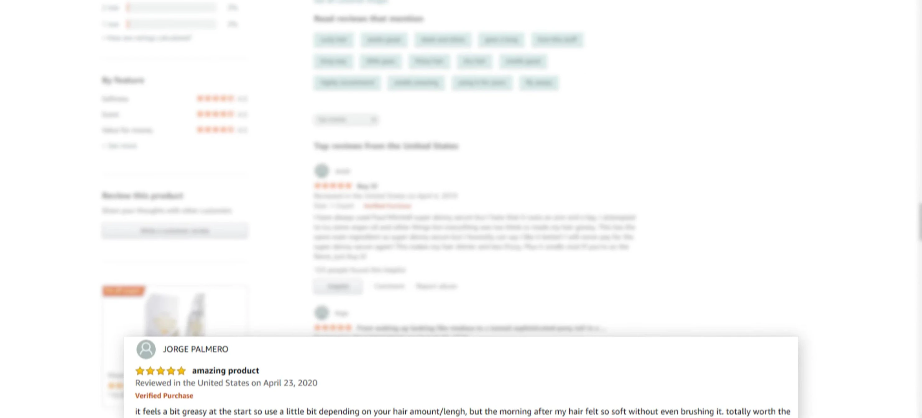 Positive user feedback for Garnier Fructis serum