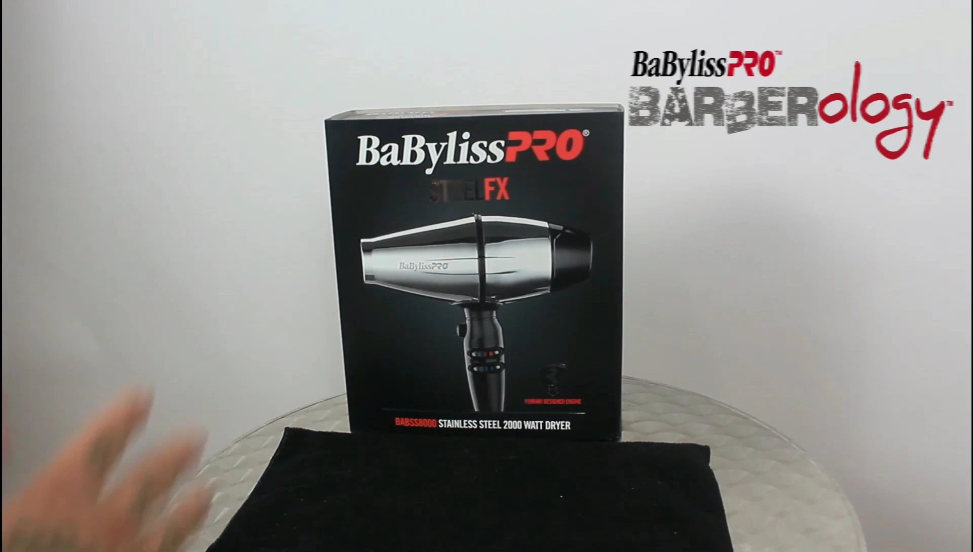 The BabylissPro Steel FX hair dryer in its box