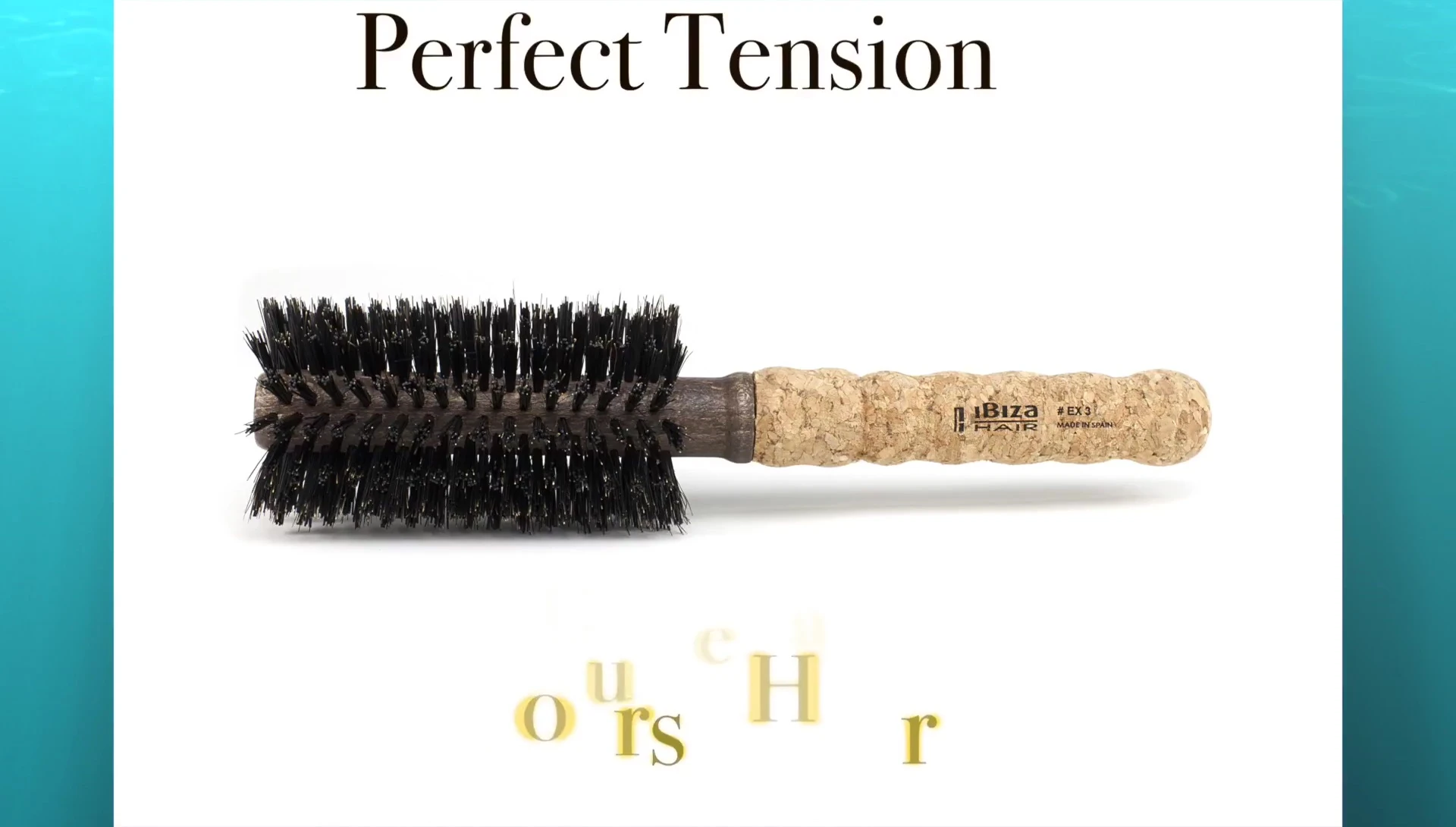 Stylist demonstrating the EX5 brush on a model's hair.