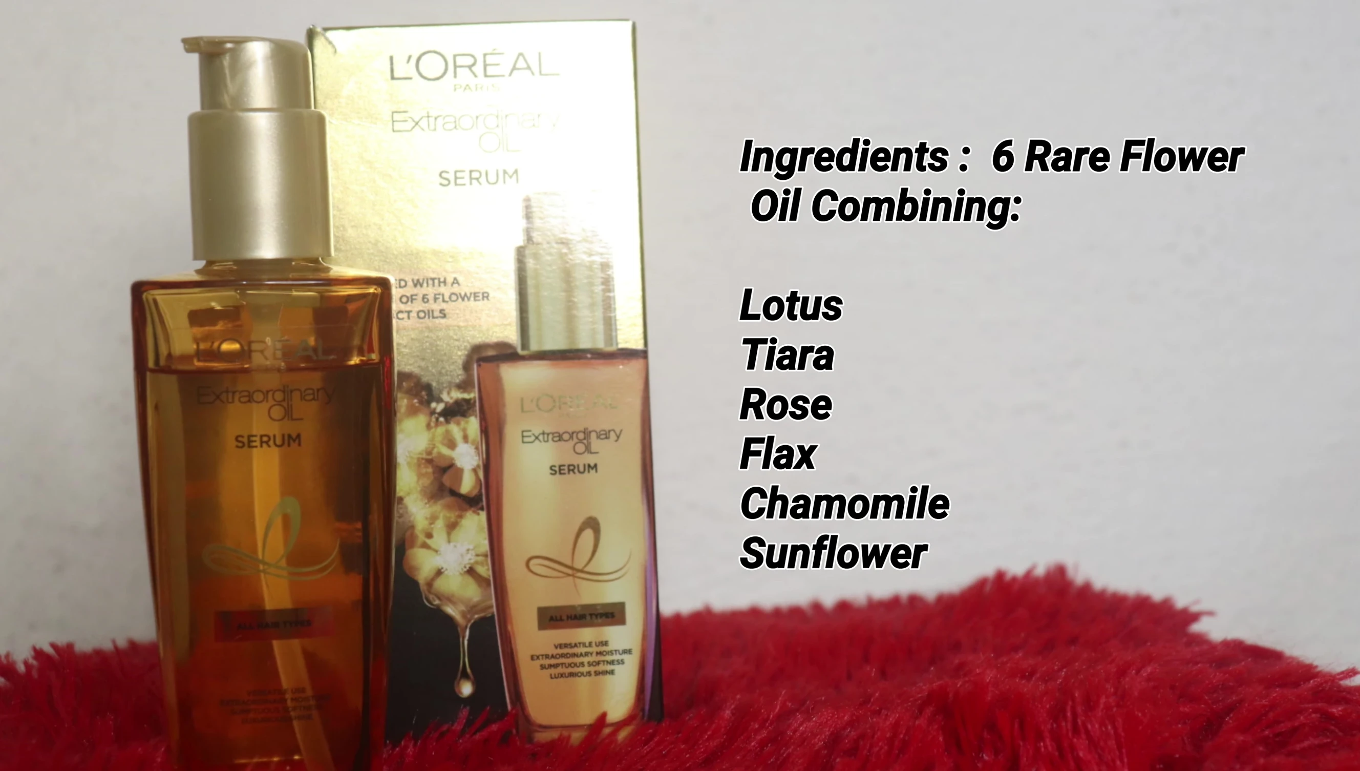 Image highlighting the six rare flower oils listed in the product's ingredients.