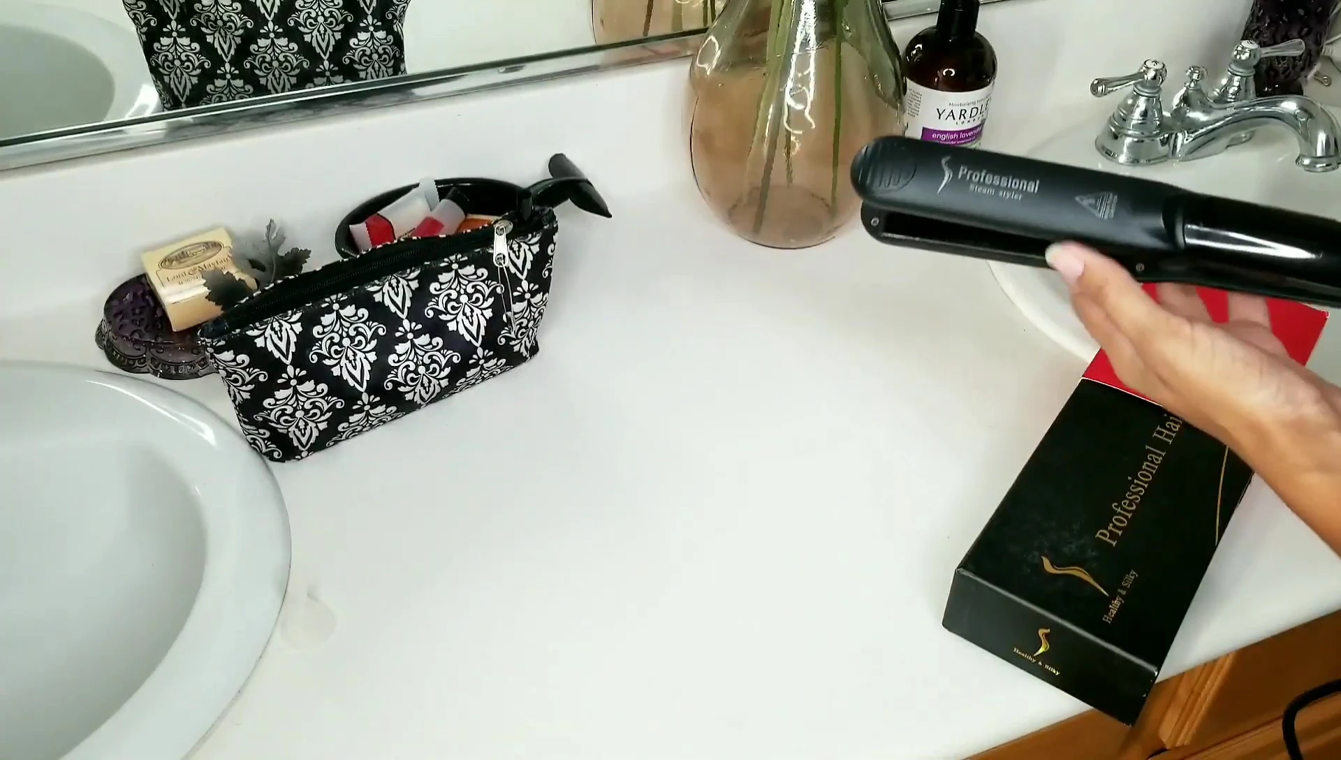 Close-up of the steam flat iron