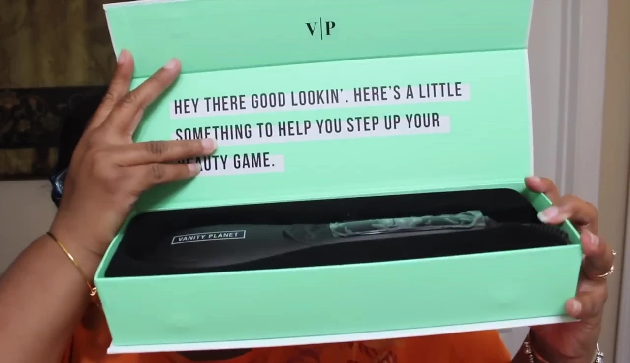 A detailed view of the straightening brush