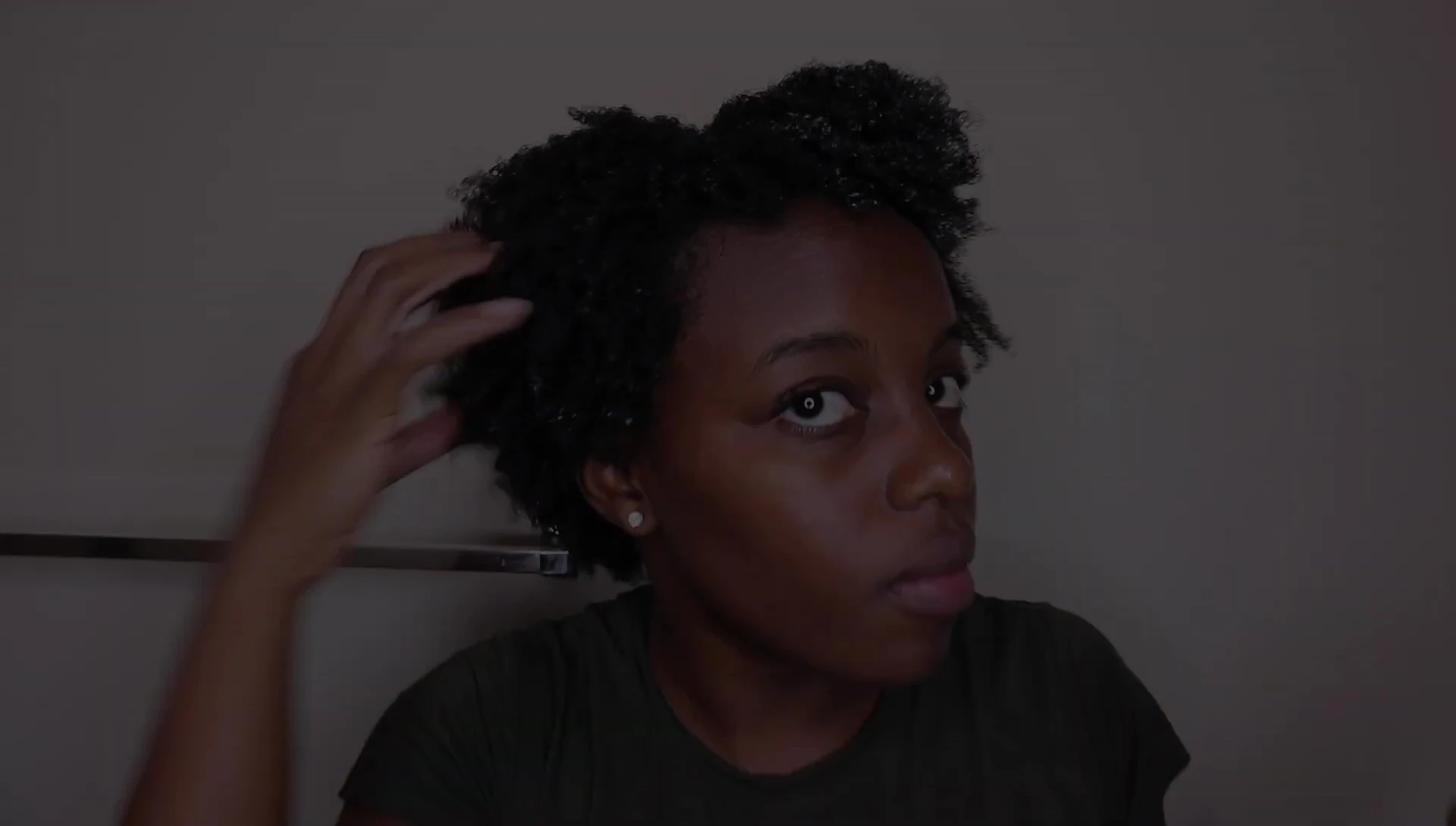 Hair before drying completely