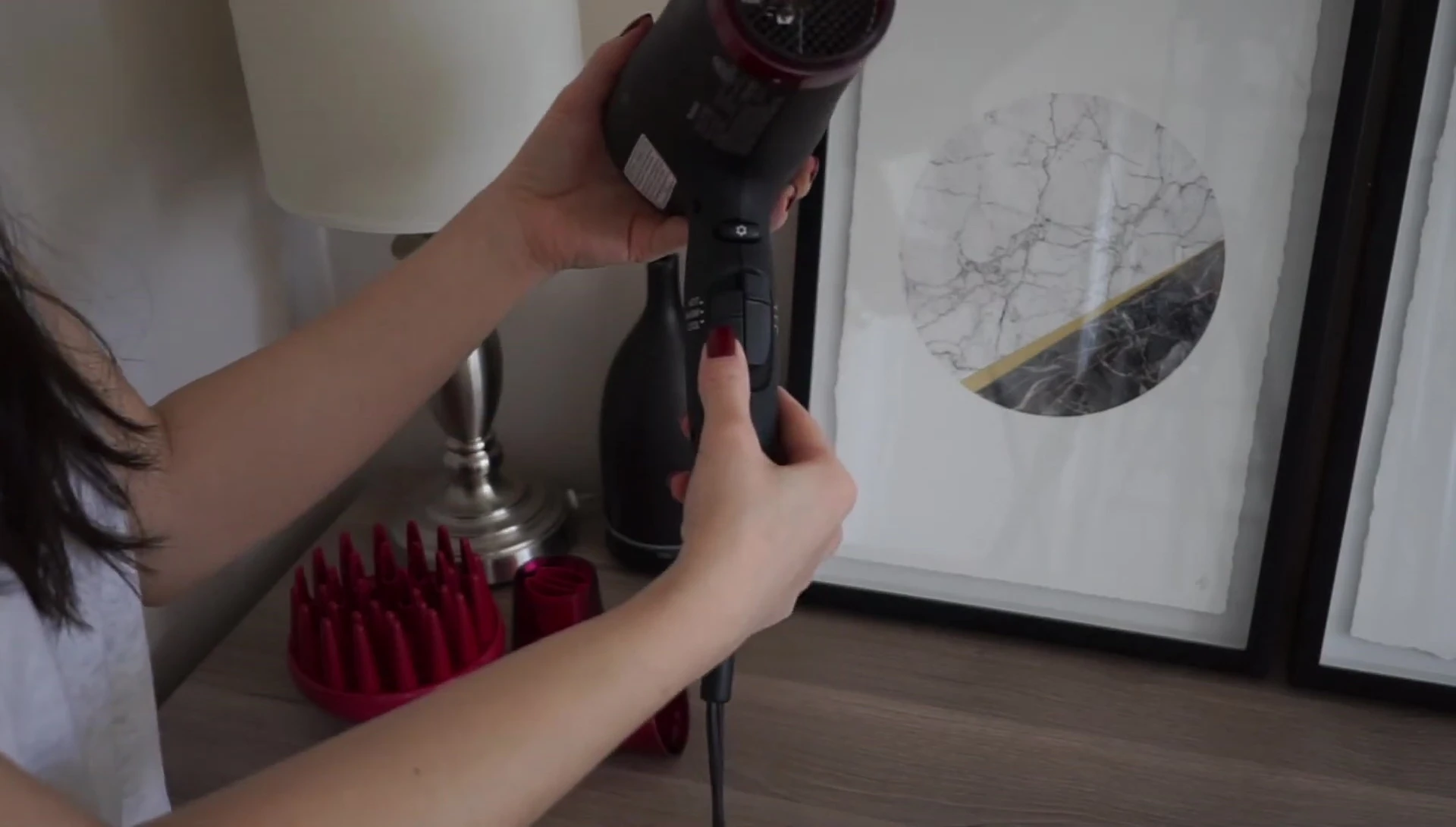 The travel-sized version of the hair dryer