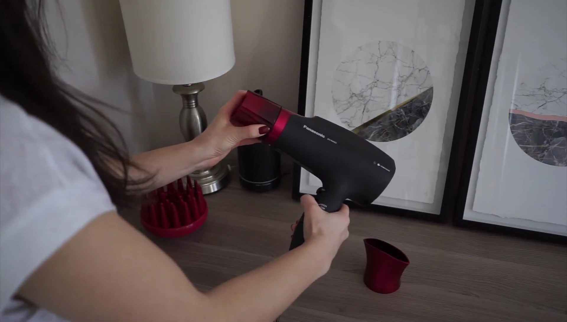 Close up of the hair dryer's controls