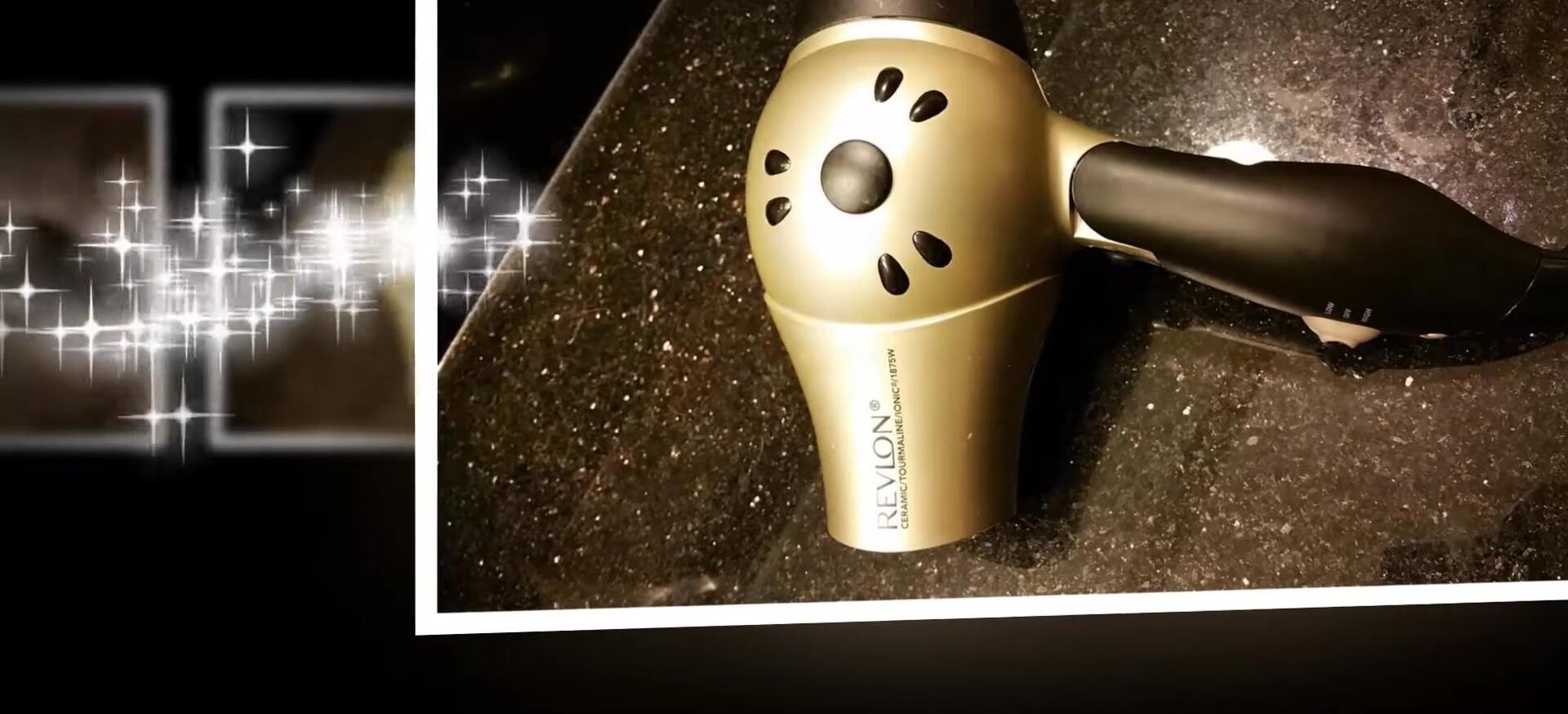 Close-up of the compact hair dryer showcasing its small size.