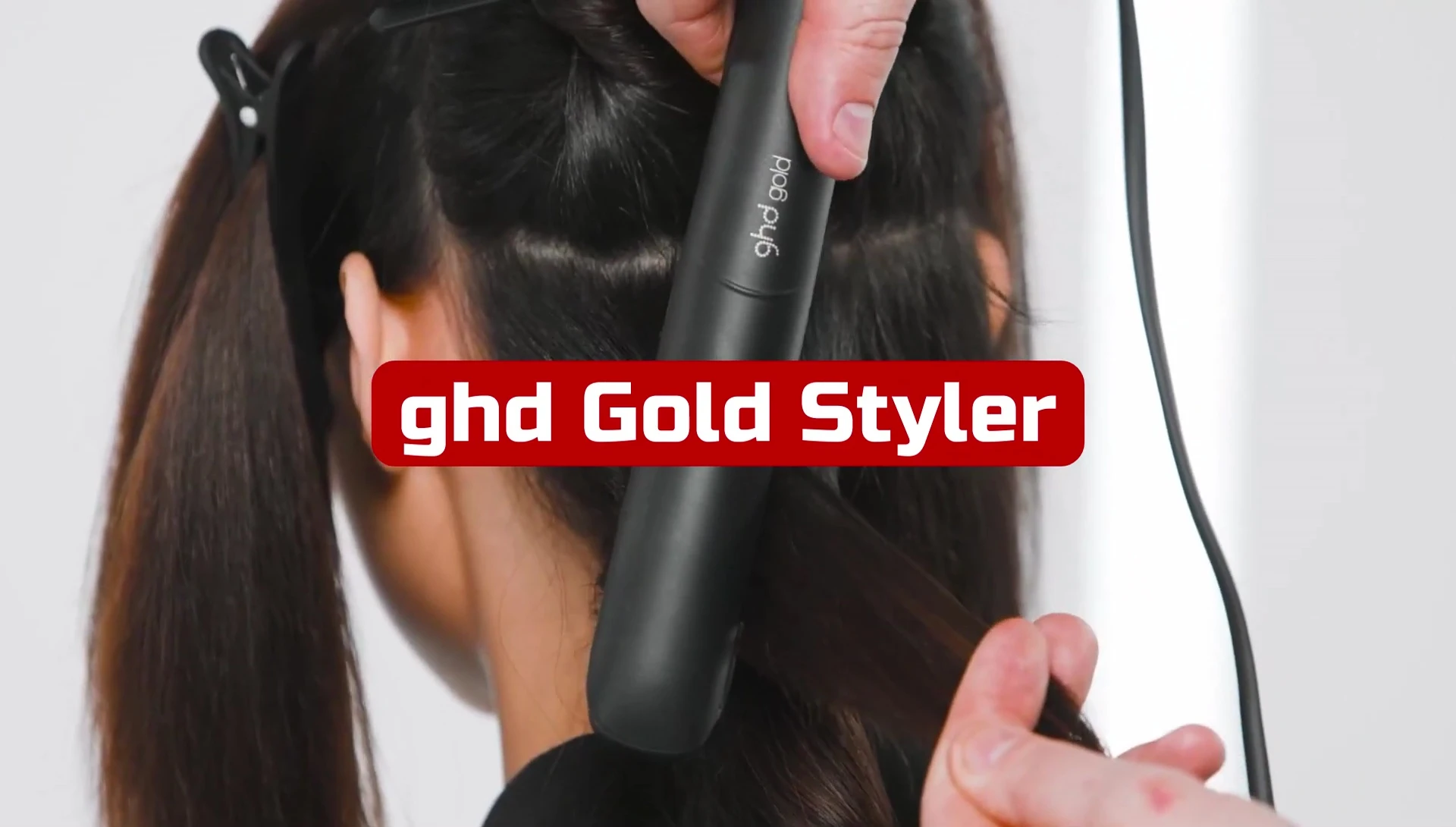 The GHD Gold Styler in use