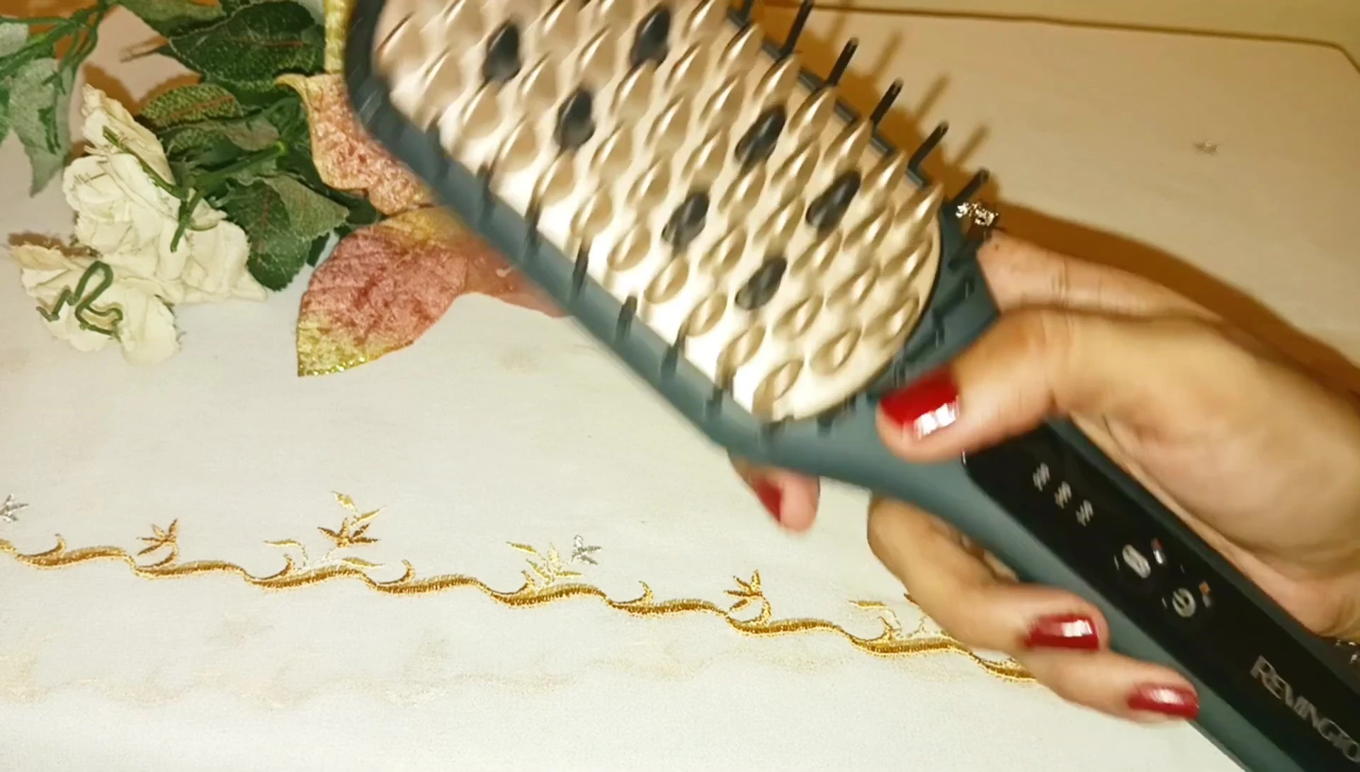 Using the brush on hair