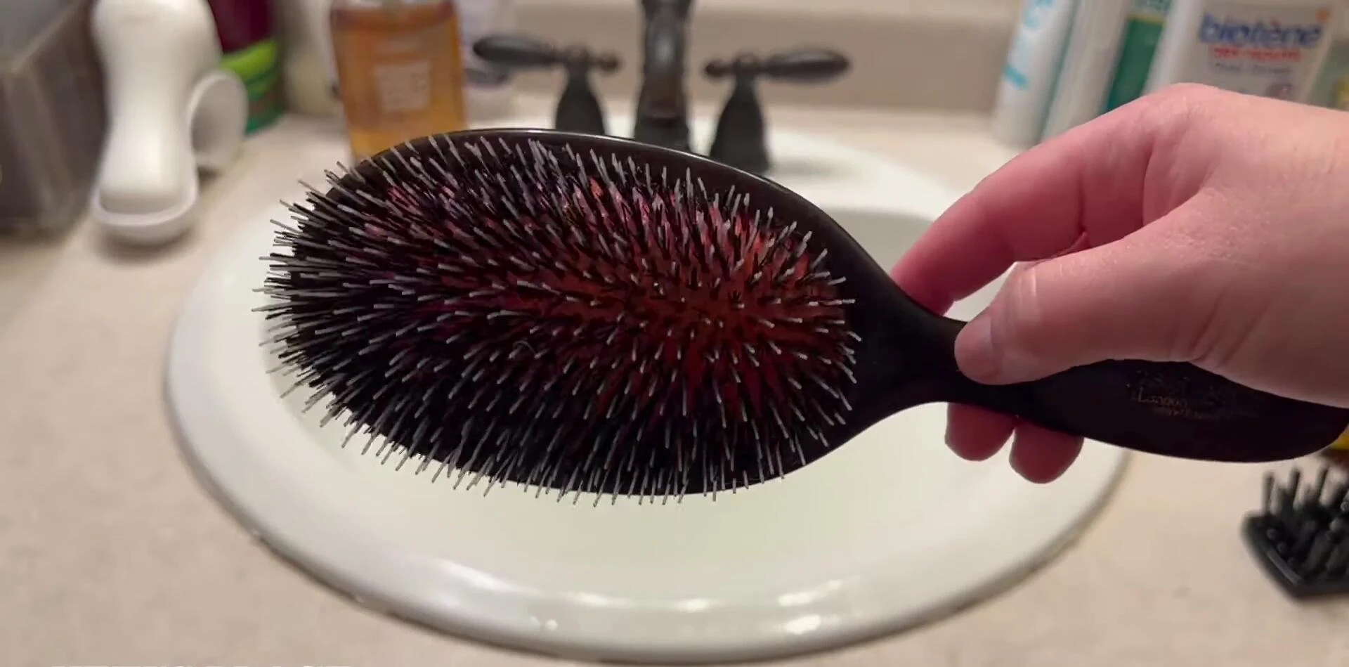 The cleaned and revitalized Mason Pearson hairbrush