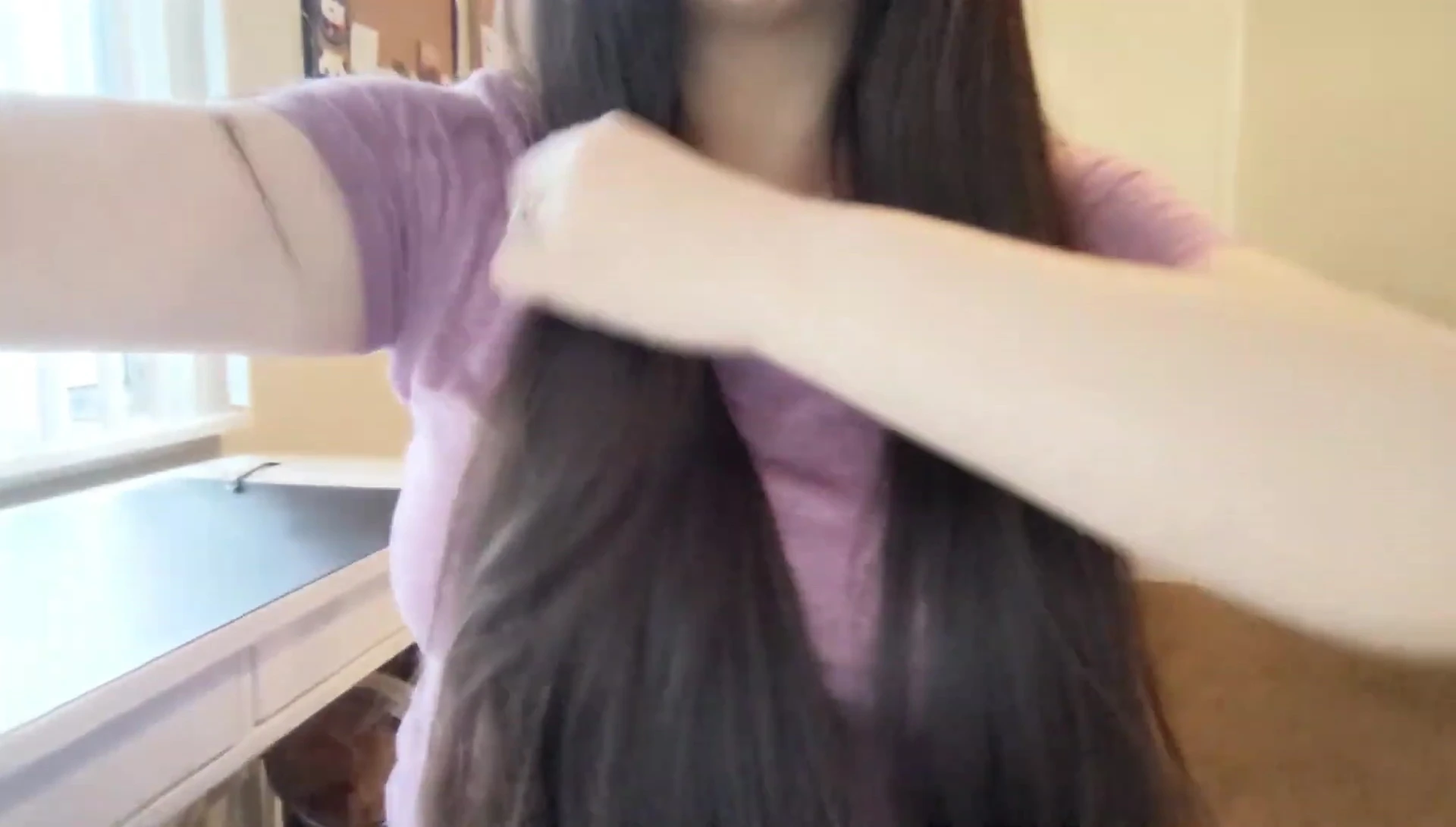 A closer look at the styled hair