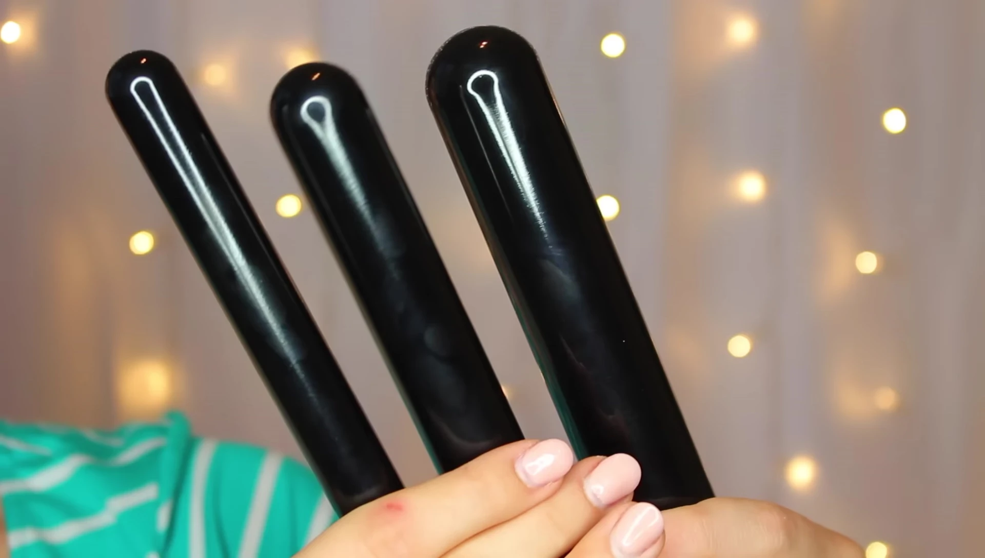 Comparison shot of all three curling wand attachments