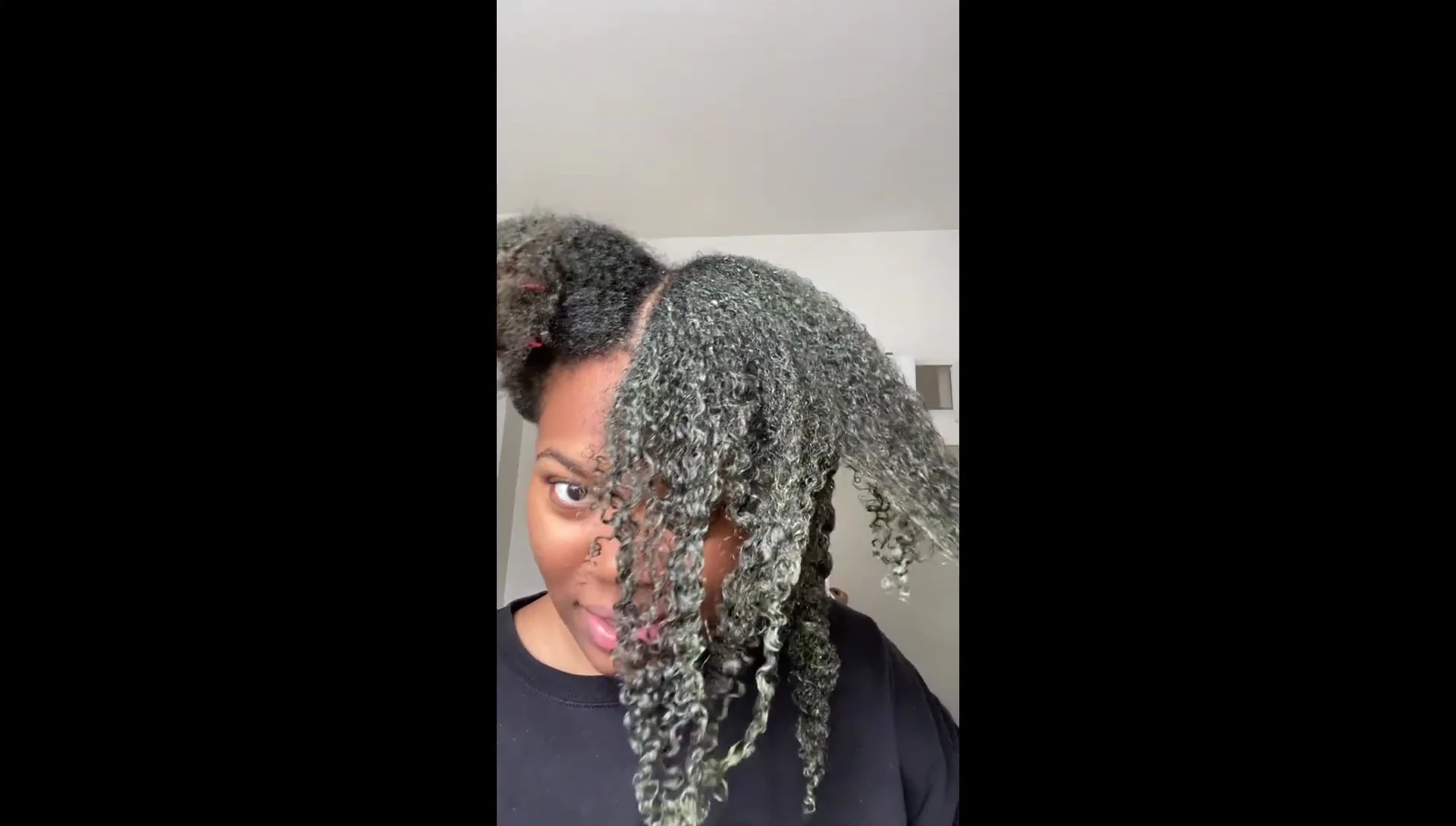 Screenshot of the defined curls after using the brush.