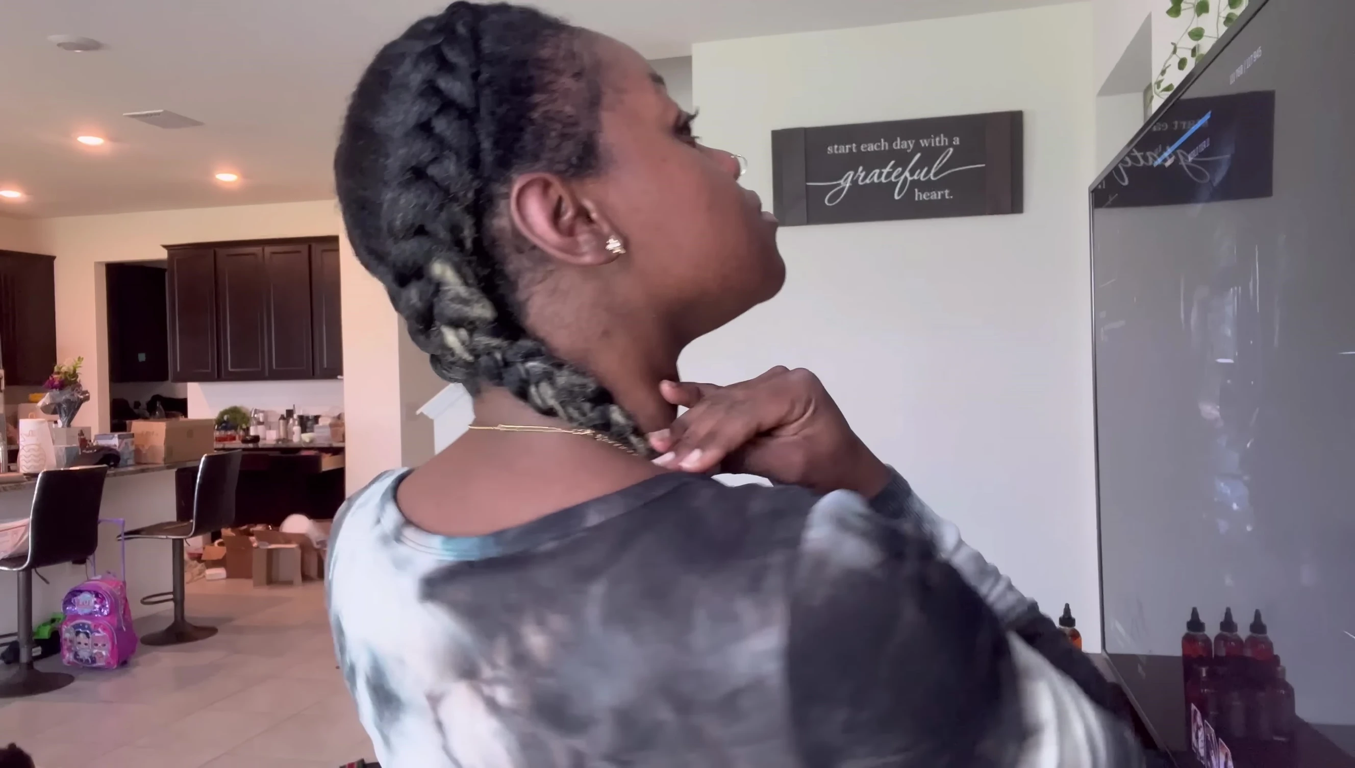 The reviewer's thick, natural hair before straightening.