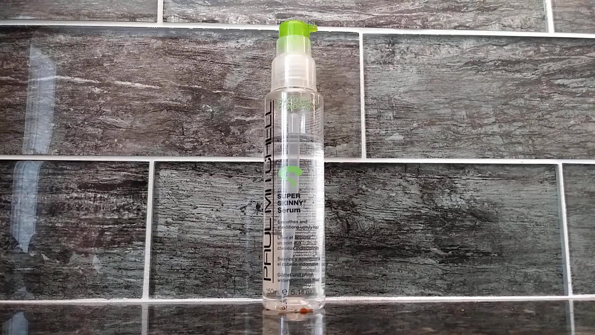 Hair before application, showing frizz.