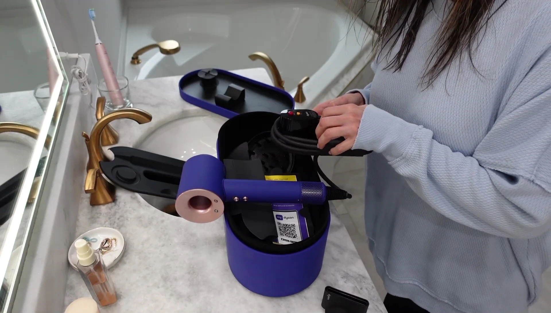 Close-up of the Dyson hair dryer
